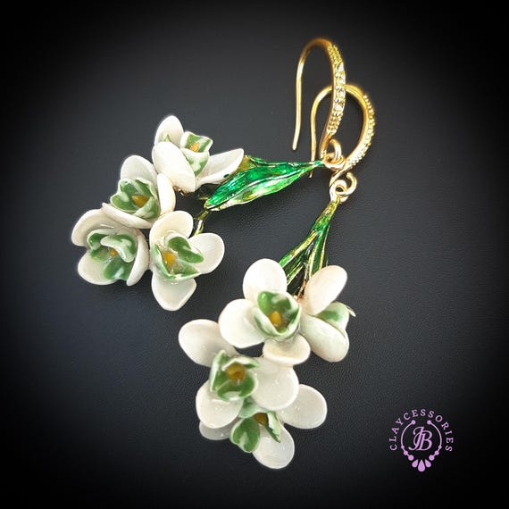Snowdrops earrings in Art Nouveau style