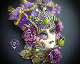 RESERVED!  Venetian mask brooch