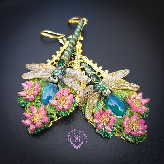 Dragonfly Art nouveau earrings