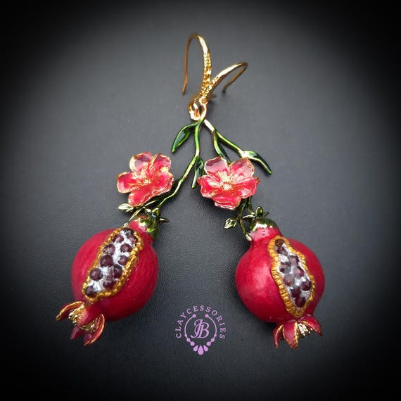 Pomegranate statement earrings