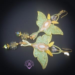 Luna Moth green shimmers wings earrings