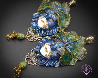 Venetian mask Peacock earrings