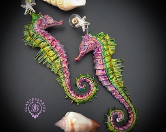 Seahorse dangle Art earrings