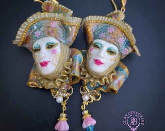 Harlequin Venetian masks earrings