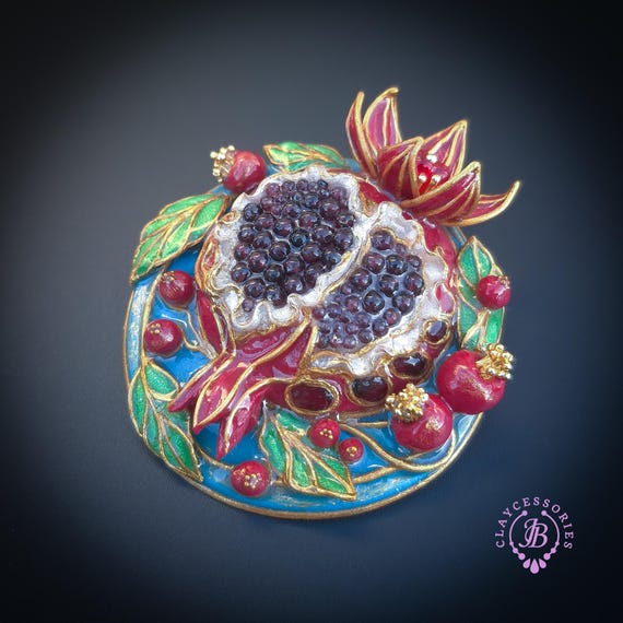Pomegranate brooch in Art Nouveau style