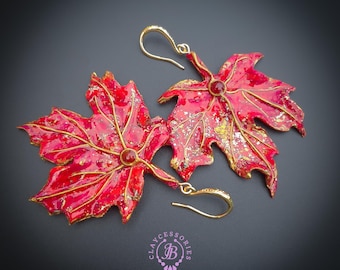 Red Maple Leaf Earrings