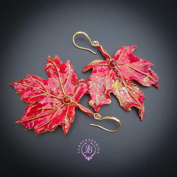 Red Maple Leaf Earrings