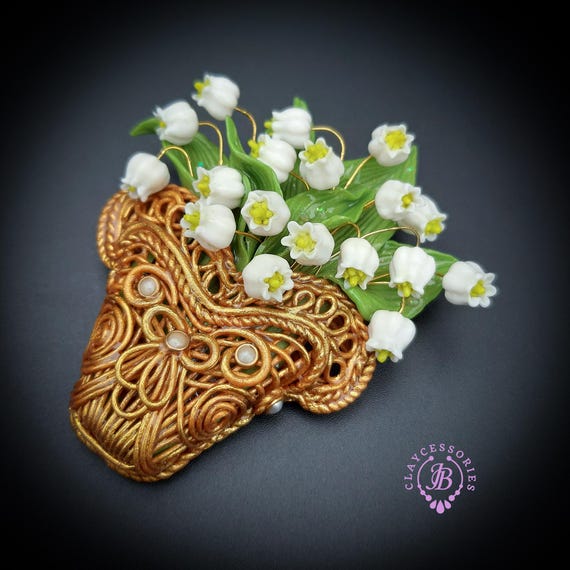 lilies of the valley brooch in Art Nouveau style