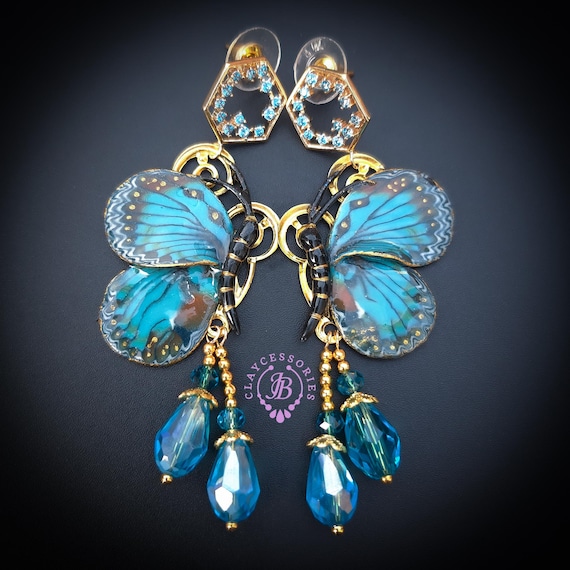 Butterfly earrings in Art Nouveau style