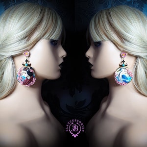 Crane Sakura Geisha Japanese mismatching statement earrings image 9