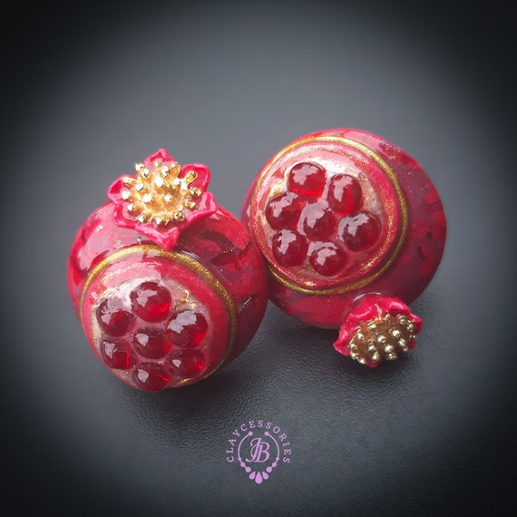 Pomegranate stud earrings
