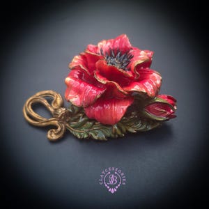 Mohnblumen Statement Brosche im Jugendstil