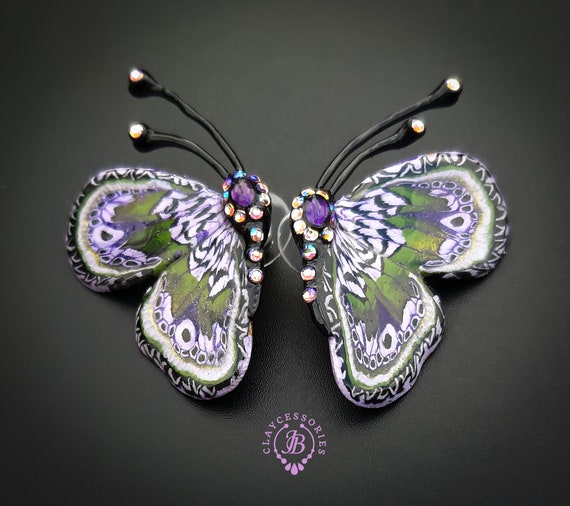 Purple Butterfly wings stud earrings