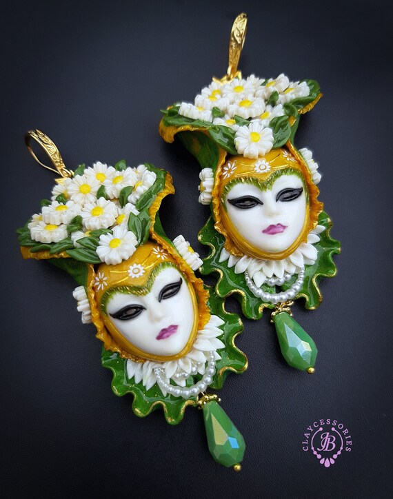 Daisy Venetian Masquerade mask earrings