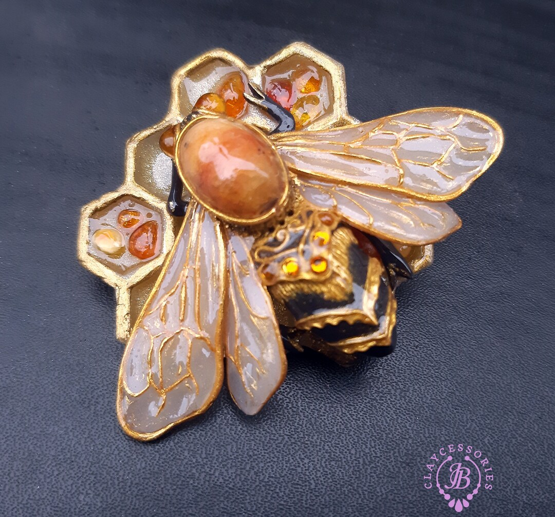 Gold Bee Brooch Bumblebee Lapel Pin Bumble Bee Honey Keeper Accessories  Insect Garden Nature Lover Woodland Girlfriend Womens Gift For Her