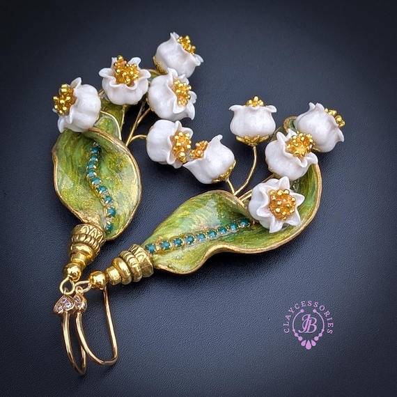 Lily of the Valley Earrings in Art Nouveau style