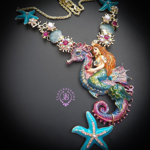 Mermaid Seahorse statement necklace