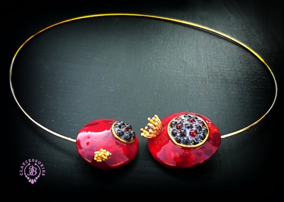 Garnet Pomegranate open choker necklace