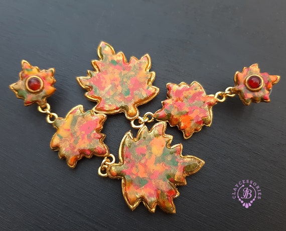 Autumn Maple dangle leaves earrings, Fall Nature inspired earrings