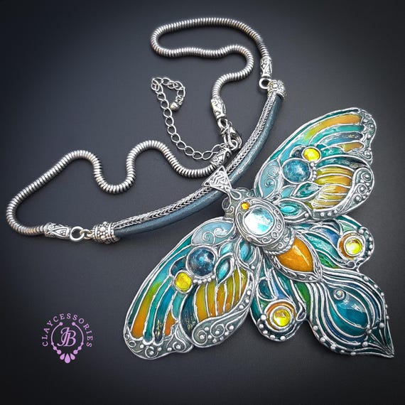 Butterfly statement necklace in Art Nouveau style