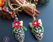 Pine Cone Christmas earrings