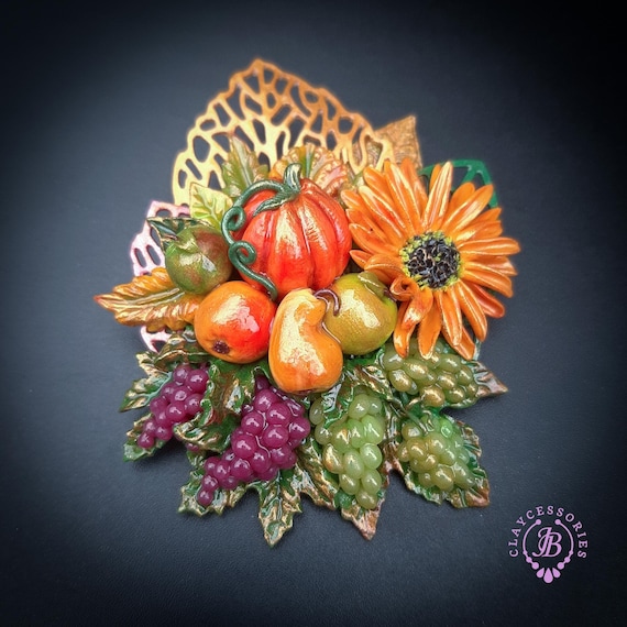 Autumn leaves harvest statement brooch
