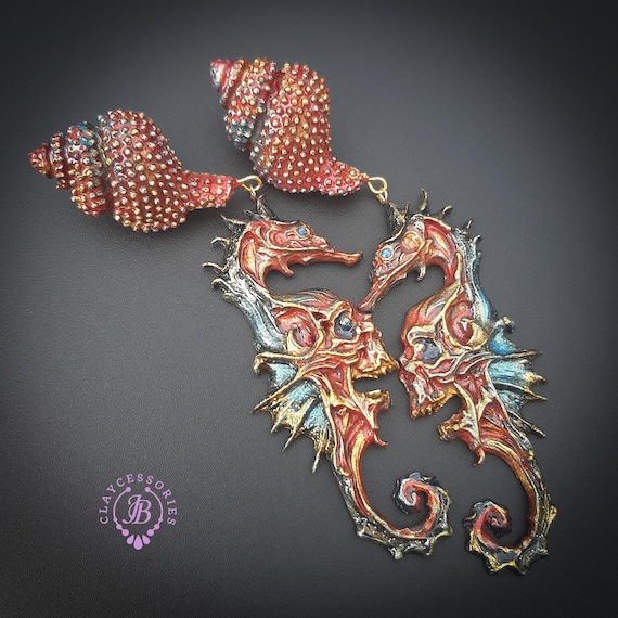Seahorse statement earrings