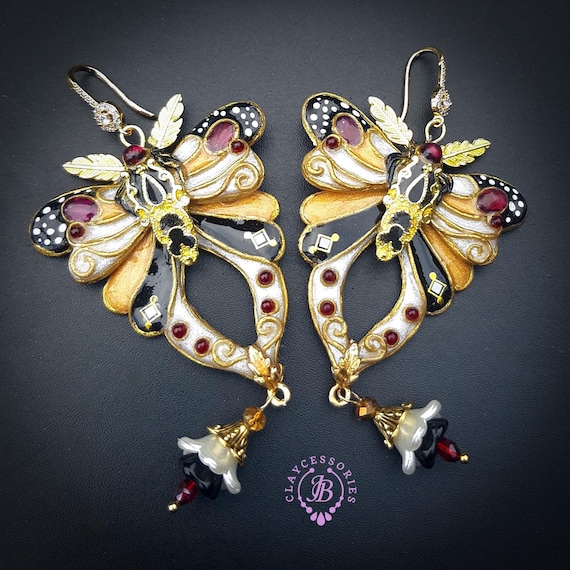 Butterfly statement earrings in Art Nouveau style