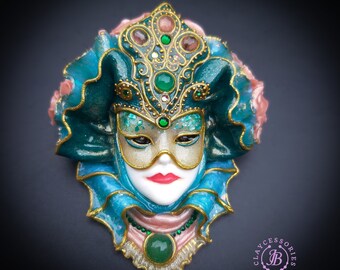 Mardi Gras Venetian mask brooch