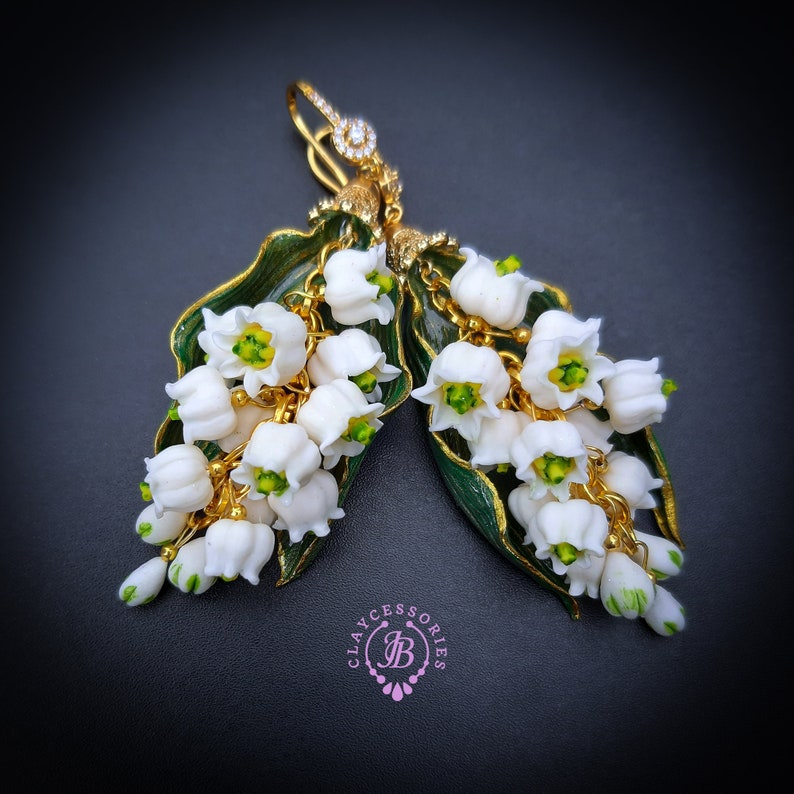 lilies of the valley dangle earrings image 2