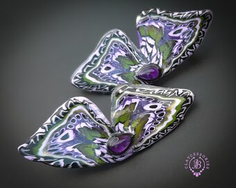 Butterfly purple wings stud earrings