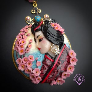 Crane Sakura Geisha Japanese mismatching statement earrings image 6