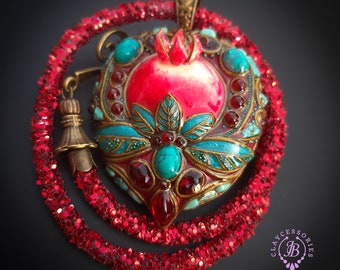 Pomegranate statement pendant in Art Nouveau style