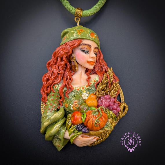 RESERVED! Autumn Harvest Woman Pendant