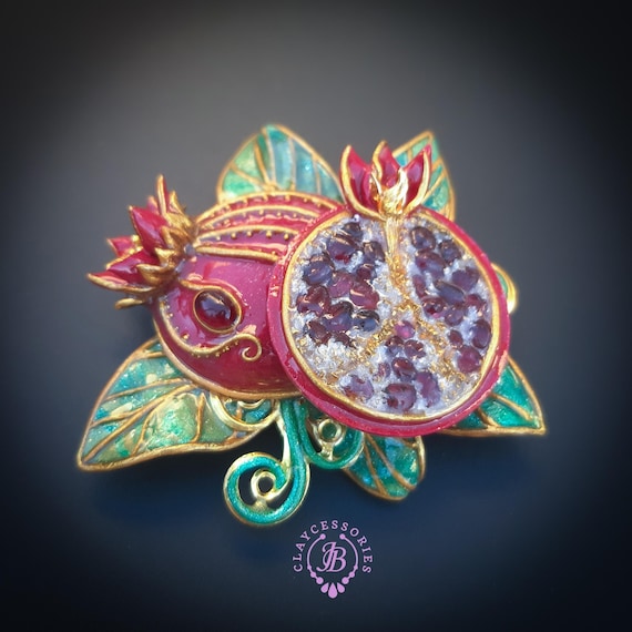 Pomegranates brooch in Art Nouveau style