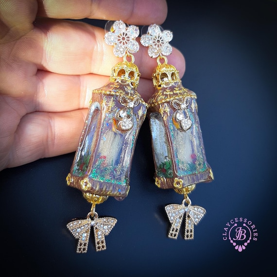 Christmas lanterns statement earrings