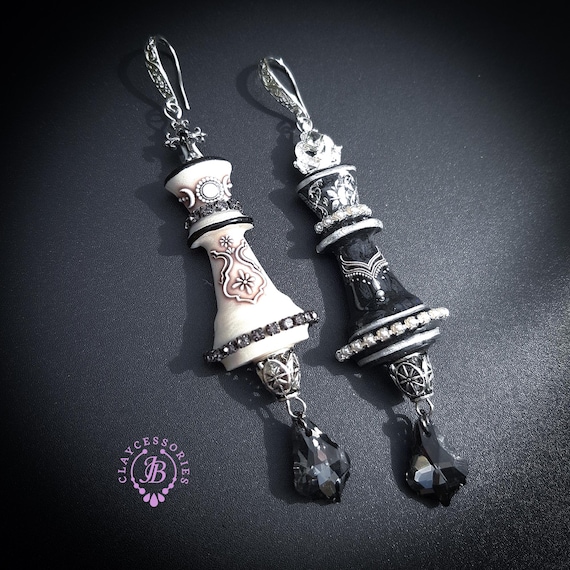 Chess statement earrings