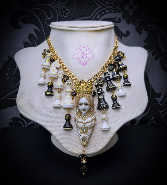 Queen Chess statement necklace