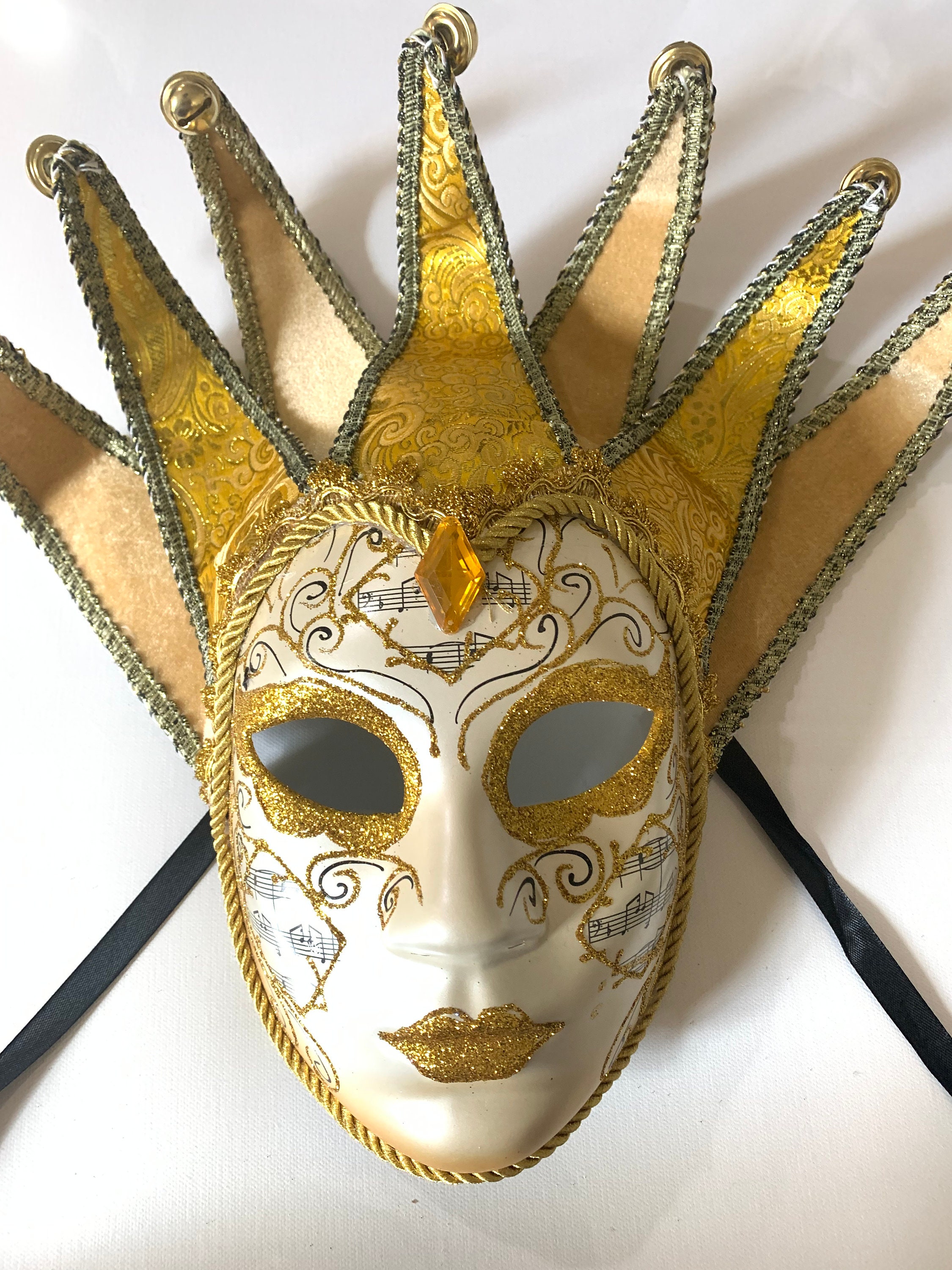 Gold Mardi Gras Masquerade Mask, Classic Venetian Masquerade Gold Mardi Gras Masquerade Mask, Classic Venetian Masquerade