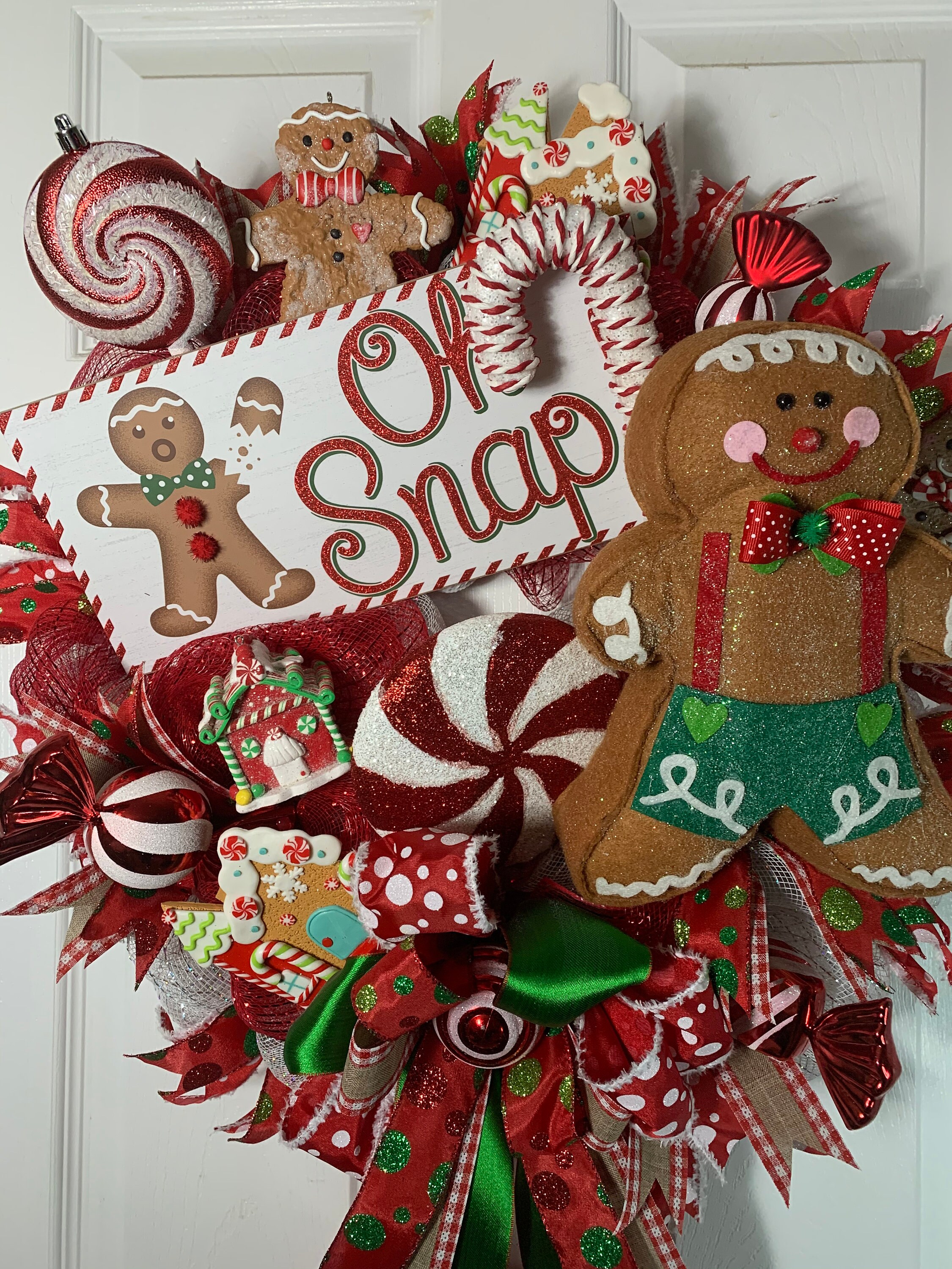 Christmas Gingerbread Boy Wreath, Christmas Wreath, Candy Wreath ...