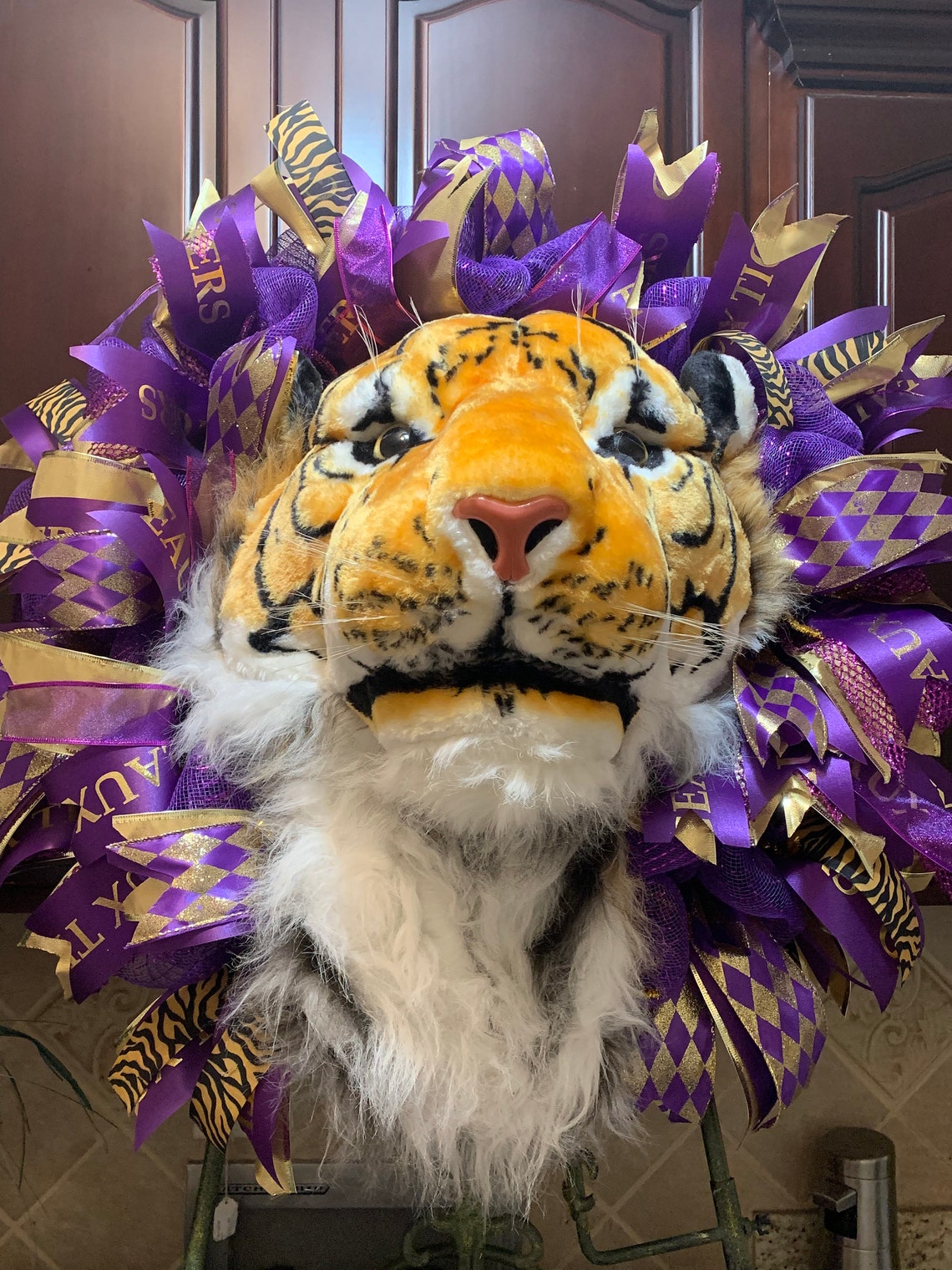 Huge XL LSU Tigers Door Wreath Tiger Head Life Like Etsy