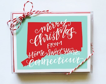 Merry Christmas from Home Sweet Home Connecticut, Set of 10 Holiday Cards