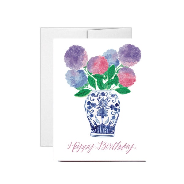 Hydrangea Ginger Jar Birthday Card