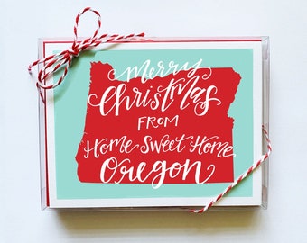 Merry Christmas from Home Sweet Home Oregon, Set of 10 Holiday Cards