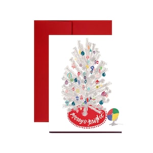 Aluminum Tree, Vintage Silver Tree Holiday Card