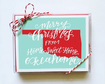 Merry Christmas from Home Sweet Home Oklahoma, Set of 10 Holiday Cards