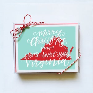 Merry Christmas from Home Sweet Home Virginia, Set of 10 Holiday Cards