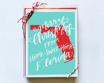 Merry Christmas from Home Sweet Home Florida, Set of 10 Holiday Cards