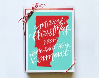 Merry Christmas from Home Sweet Home Vermont, Set of 10 Holiday Cards