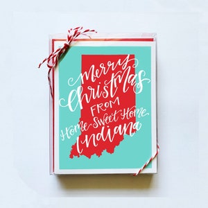 Merry Christmas from Home Sweet Home Indiana, Set of 10 Holiday Cards image 1